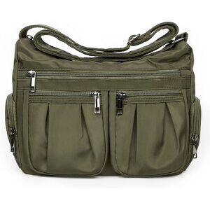 Women Army Green-m Nylon Water Resistant Anti Theft Crossbody Shoulder Bag